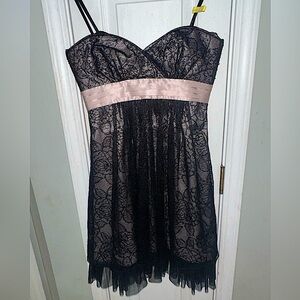 BCBG MAXAZRIA black/pink floral lace tulle dress